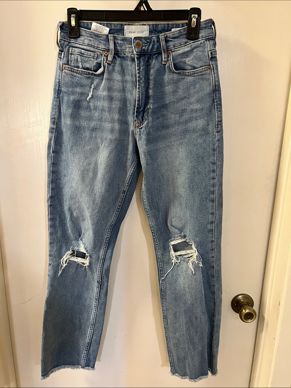 Dear John Light Blue Distressed Slim Straight Jeans